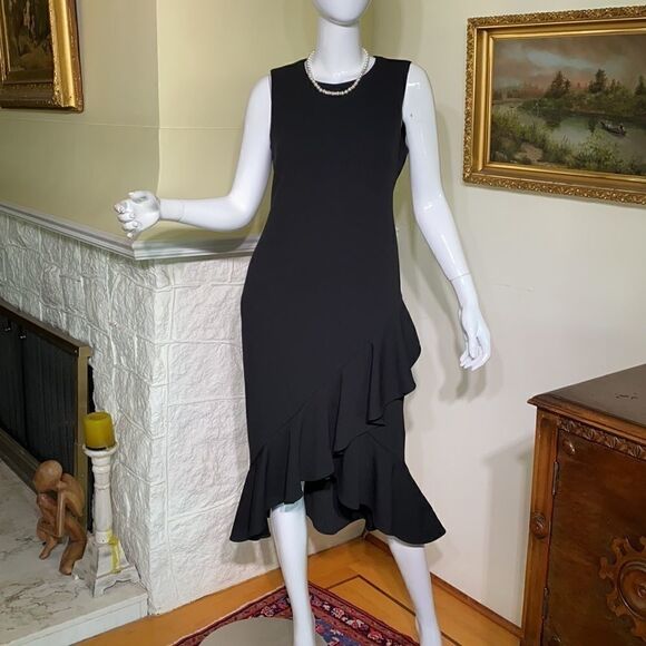 Calvin Klein LBD Sleeveless Ruffled Sheath Dress - Picture 5 of 14